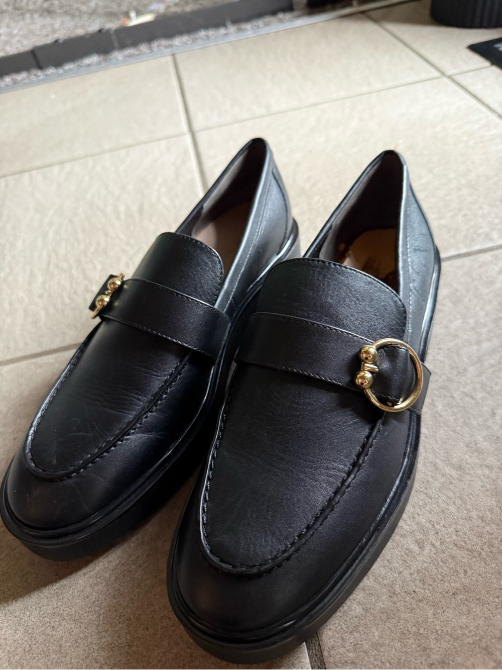 STUART WEITZMAN BRENNA LEATHER LOAFERS AS IS 37.5 - Picture 3 of 7